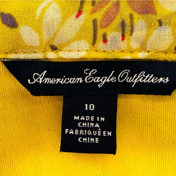 American Eagle Outfitters, yellow floral pleated skirt, size 10 - Picture 4 of 7